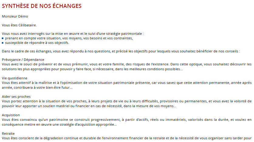 Synthèse des échanges